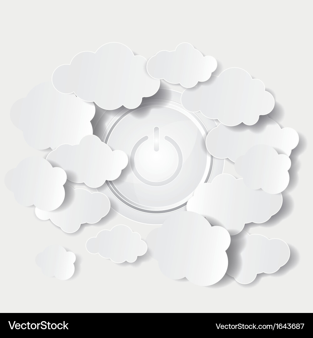 Abstract Clouds and Power Button Background vector image