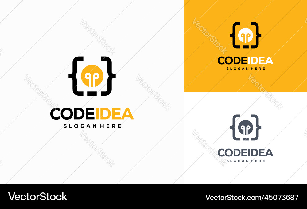 Code idea logo designs concept programmer Code idea logo designs concept programmer vector image