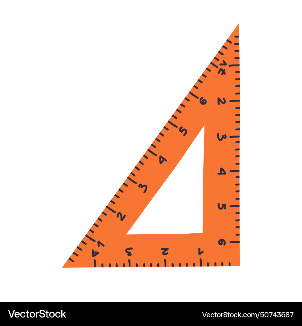 Cute hand drawn plastic triangle ruler in cartoon Vector Image