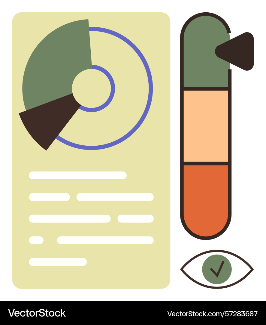 Data analysis concept with pie chart vertical bar Data analysis concept with pie chart vertical bar vector image