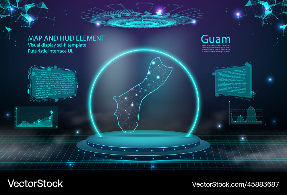 Guam map light connecting effect background Guam map light connecting effect background vector image