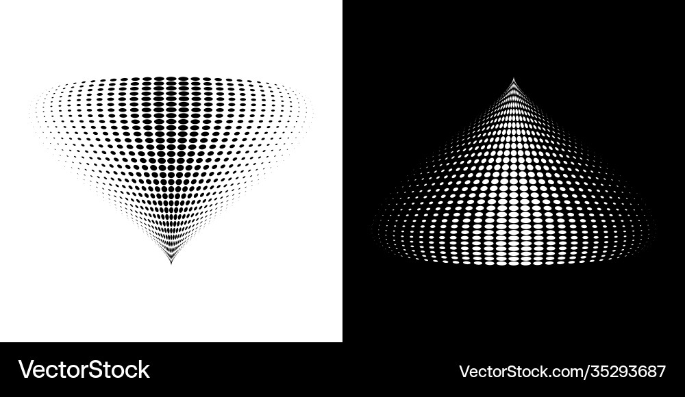 Halftone circle dots curved gradient 3d texture vector image