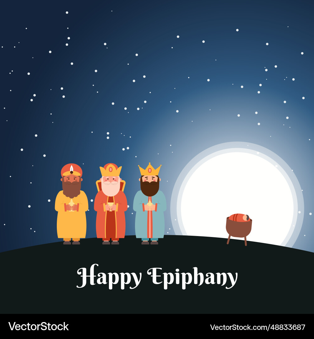 Happy epiphany day christian festival three kings Happy epiphany day christian festival three kings vector image