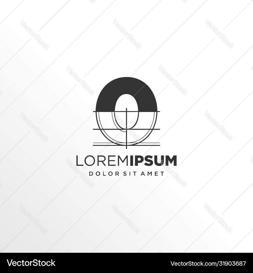 Number 0 logo design with architecture element Vector Image