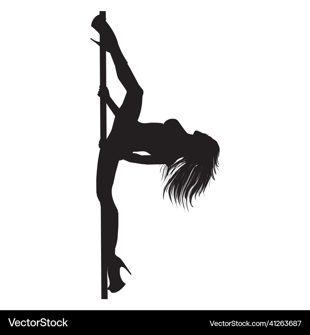 Pole dance silhouette of girl and Pole dance silhouette of girl and vector image