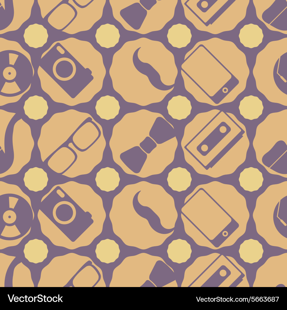 Seamless background with different hipster objects Vector Image
