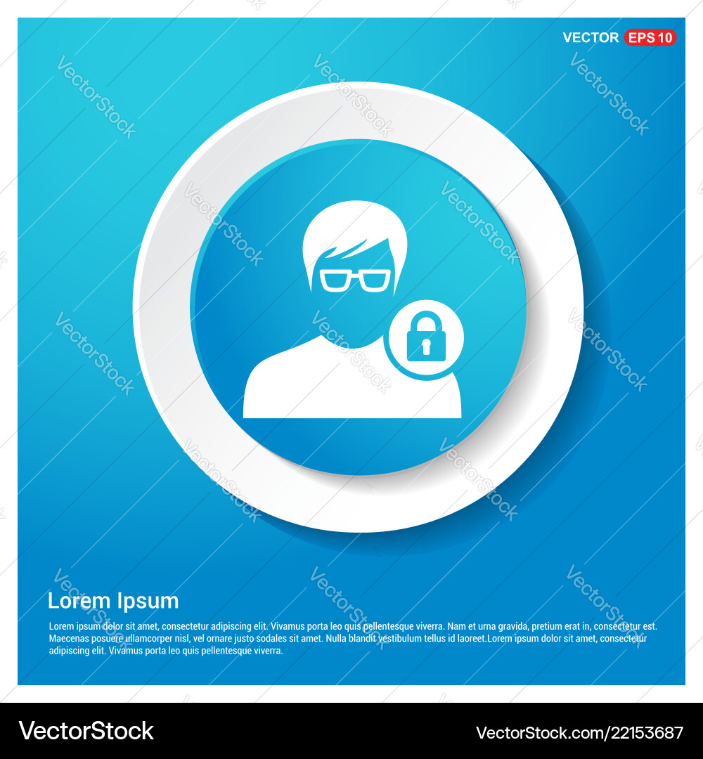 Secure user icon abstract blue web sticker button Vector Image