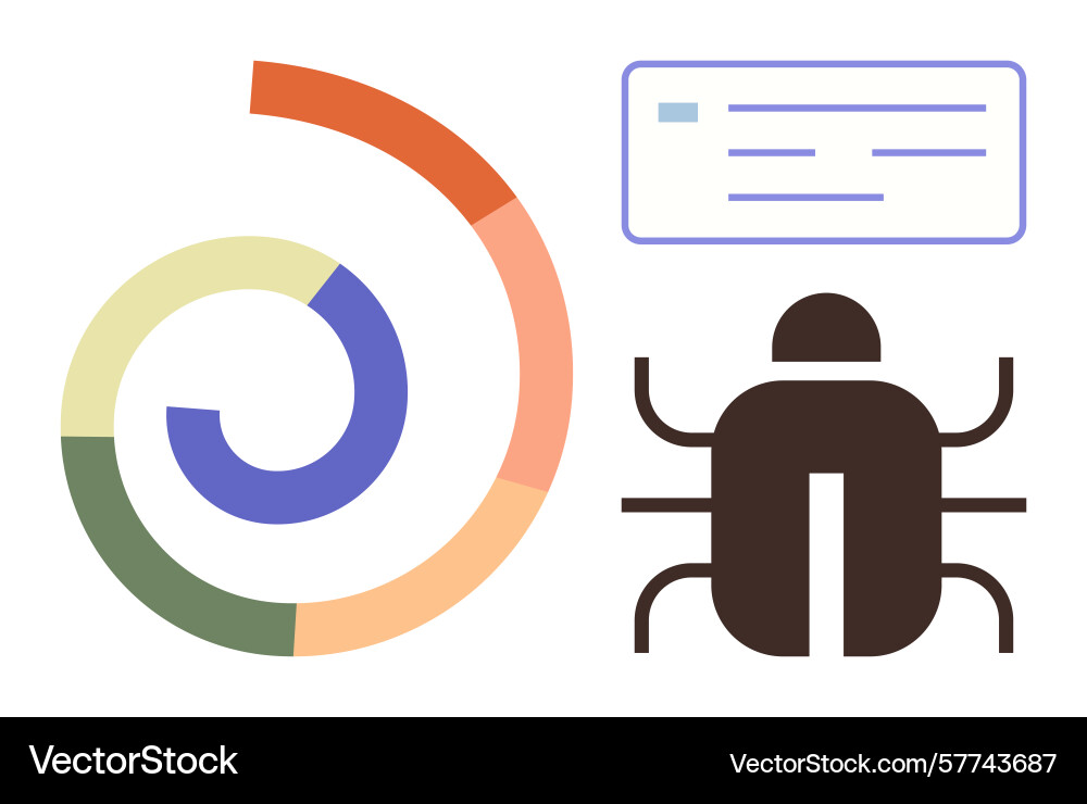 Software debugging process with bug symbol Software debugging process with bug symbol vector image