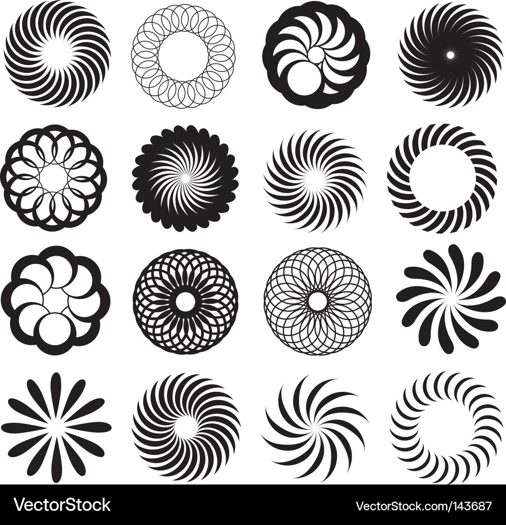 Spirograph Patterns - Round Silhouettes vector image