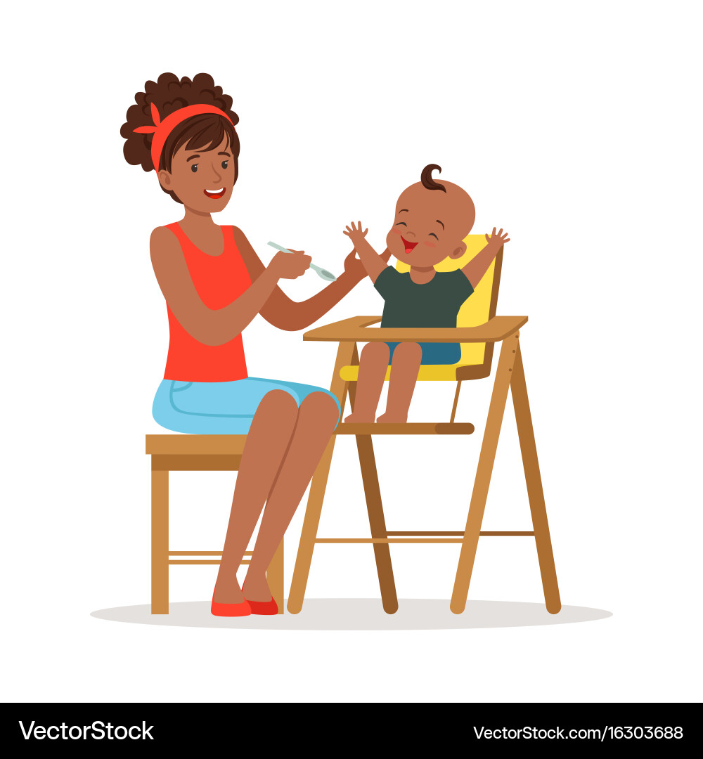 Afrikanische Mutter Futter Baby vektorbild