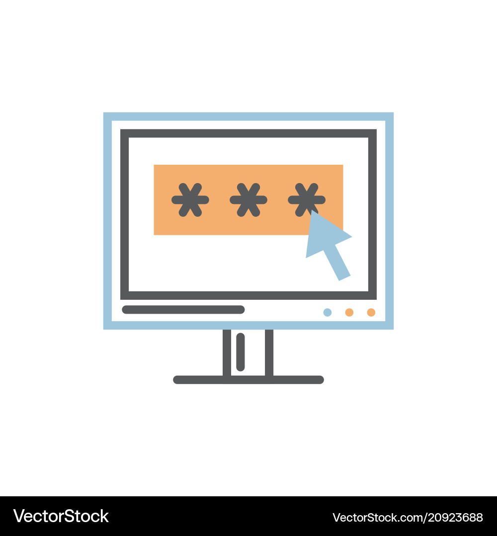 Computer with secure password notification icon Computer with secure password notification icon vector image
