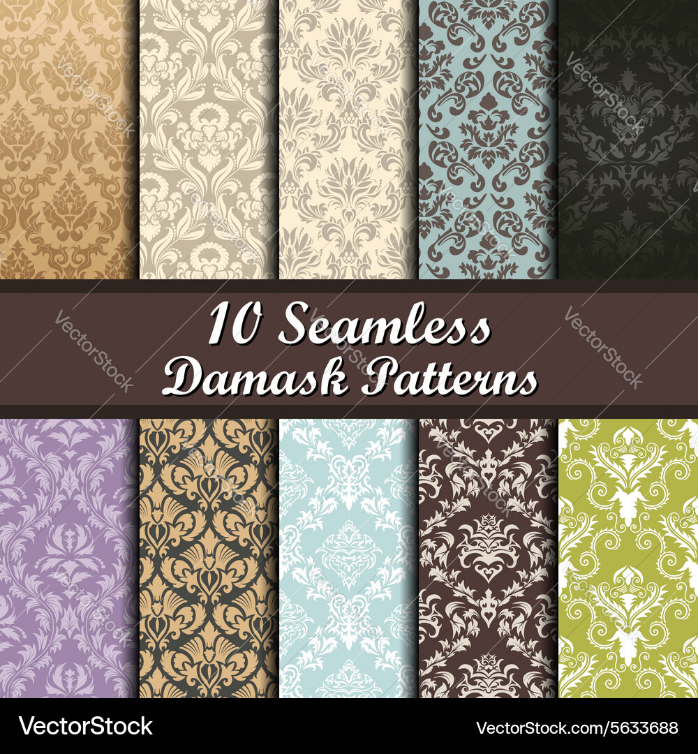 Elegant Damask Patterns Vector Image