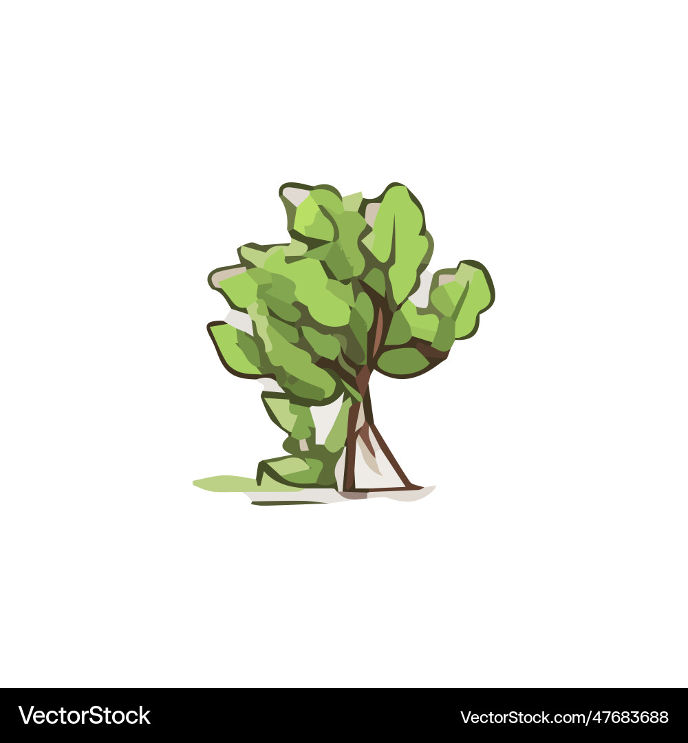 Flat minimal tree and bush simple abstract Vector Image