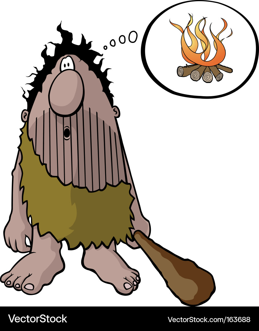 Intelligent Caveman with Torch vector image