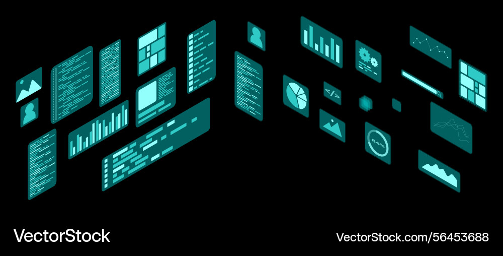 Isometric user interface elements infographic Isometric user interface elements infographic vector image