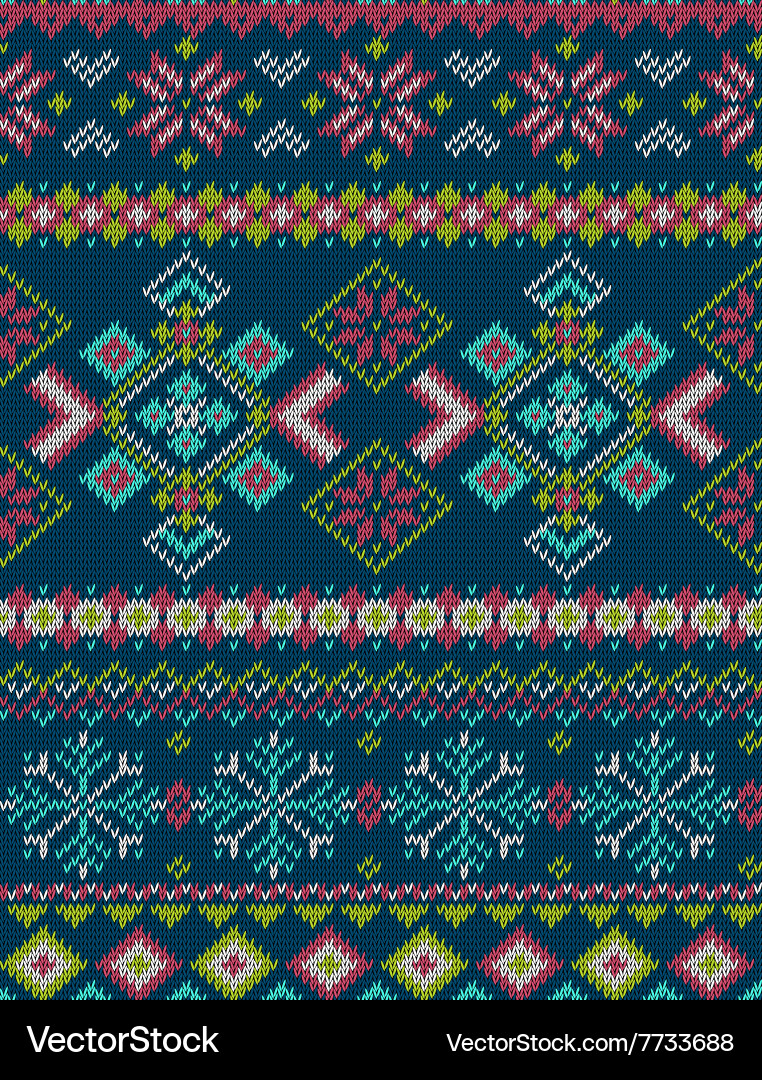 Knitted Nordic Snowflake Pattern vector image