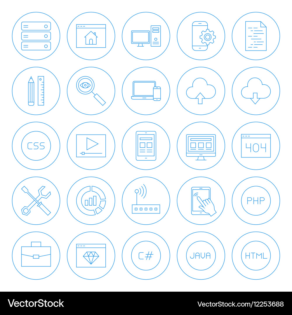 Line circle coding icons vector image
