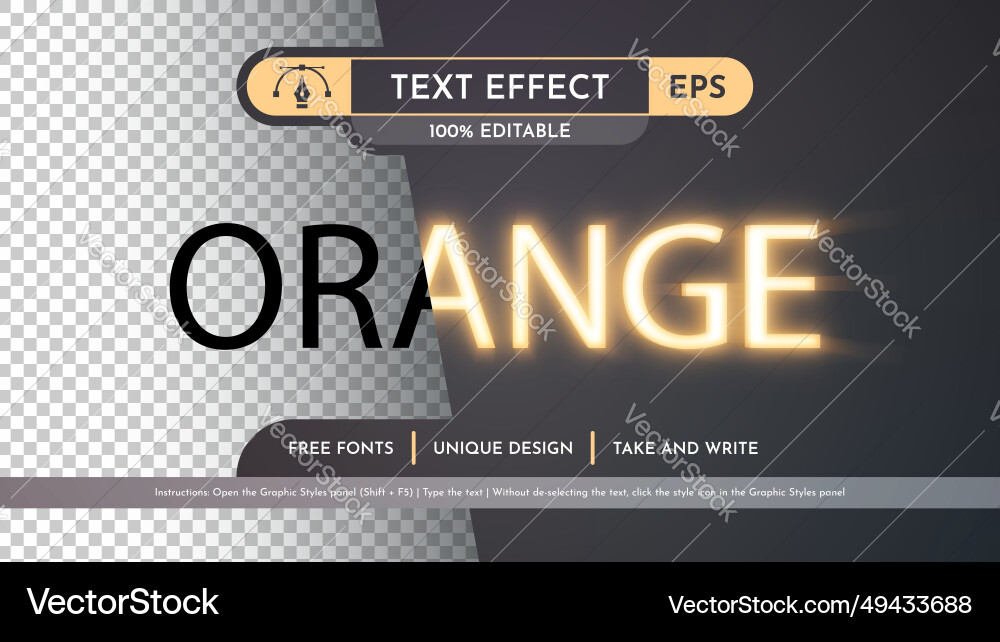 Orange 3D Text Effect Font vector image