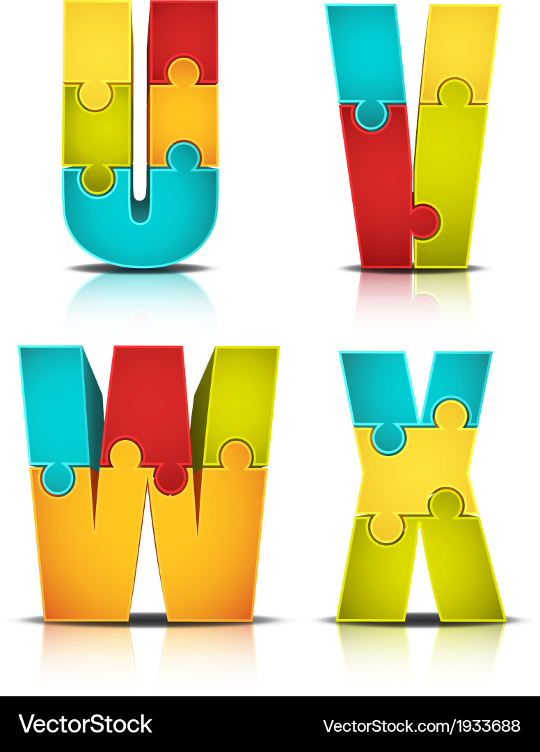 Puzzle Letters Reflection Vector Image