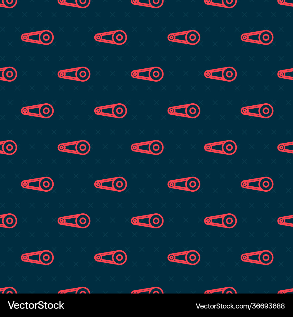 Red line bicycle chain with cogwheels icon vector image