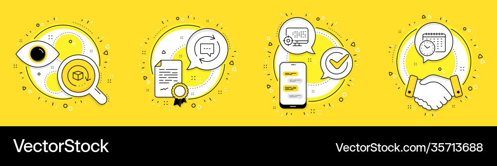Return package seo and update comments icons set Return package seo and update comments icons set vector image
