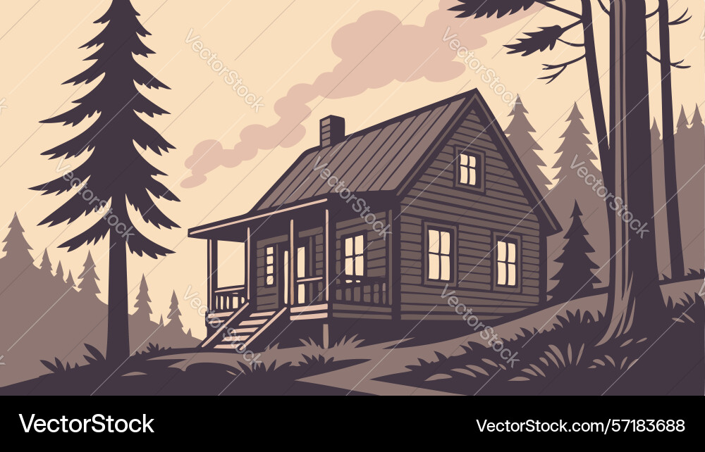 Rustic cabin in forest design generative ai vector image