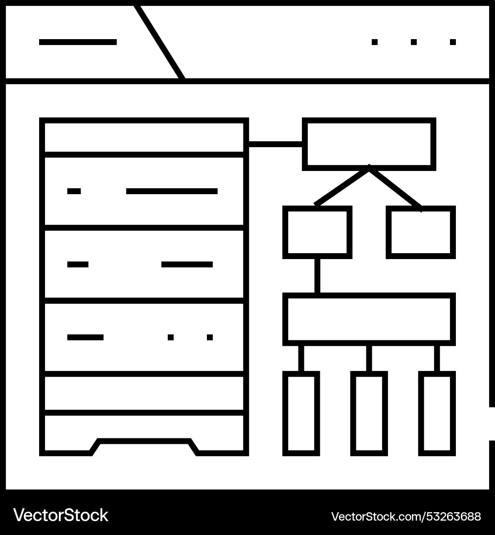 Schema development database line icon Schema development database line icon vector image