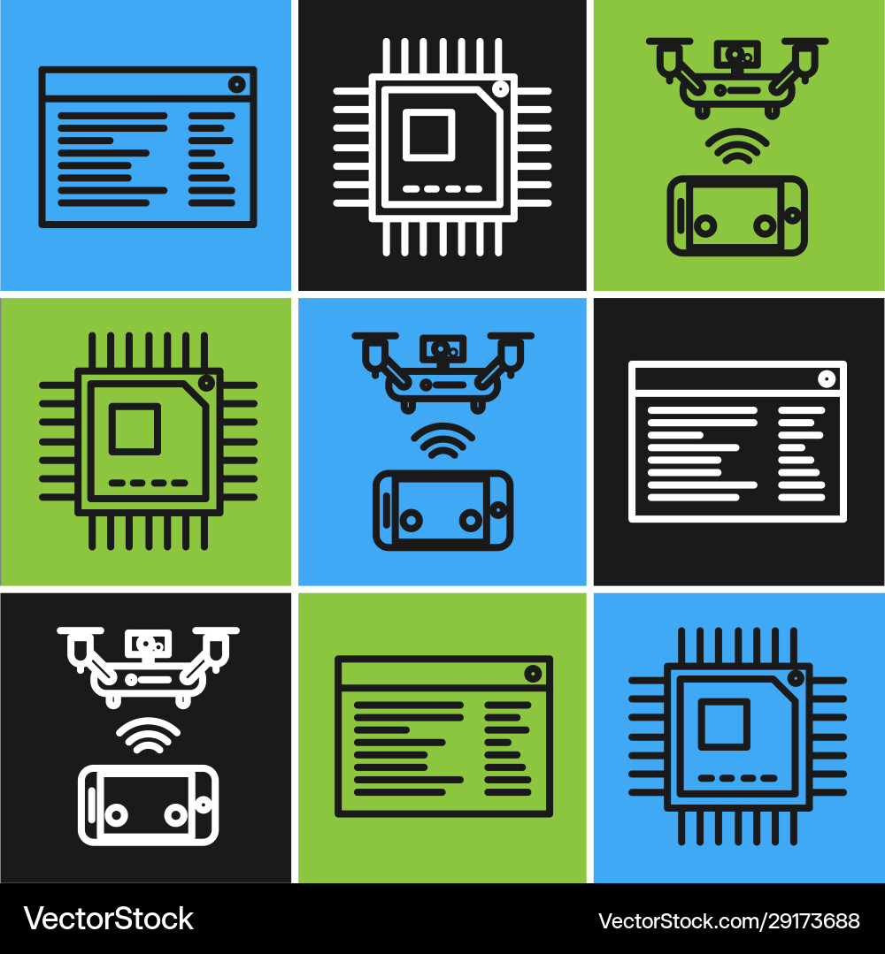 Set line software web developer programming code vector image