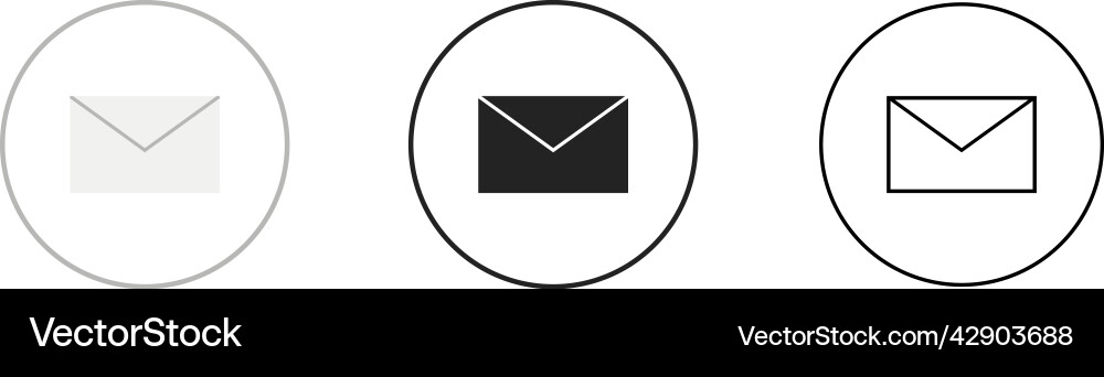 Set of mail envelop icons round message line icon Vector Image