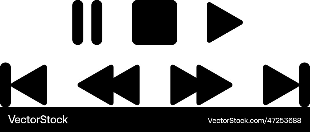 Set of media player button icons Set of media player button icons Vector Image