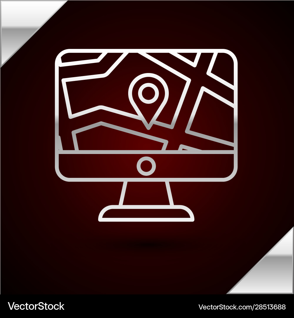 Silver line computer monitor and folded map Silver line computer monitor and folded map vector image