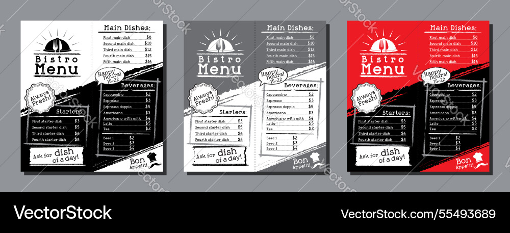 Bistro menu card template in dl format Bistro menu card template in dl format vector image