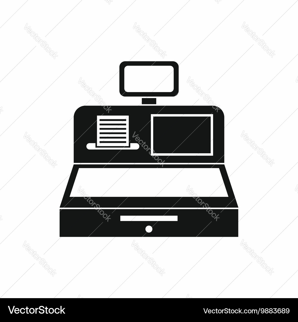Cash register with drawer icon simple style vector image