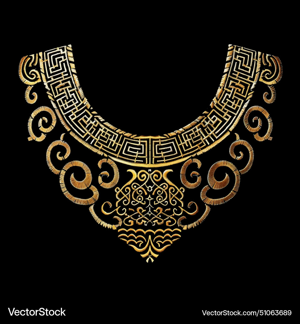 Chinese traditional style embroidery gold floral Chinese traditional style embroidery gold floral vector image
