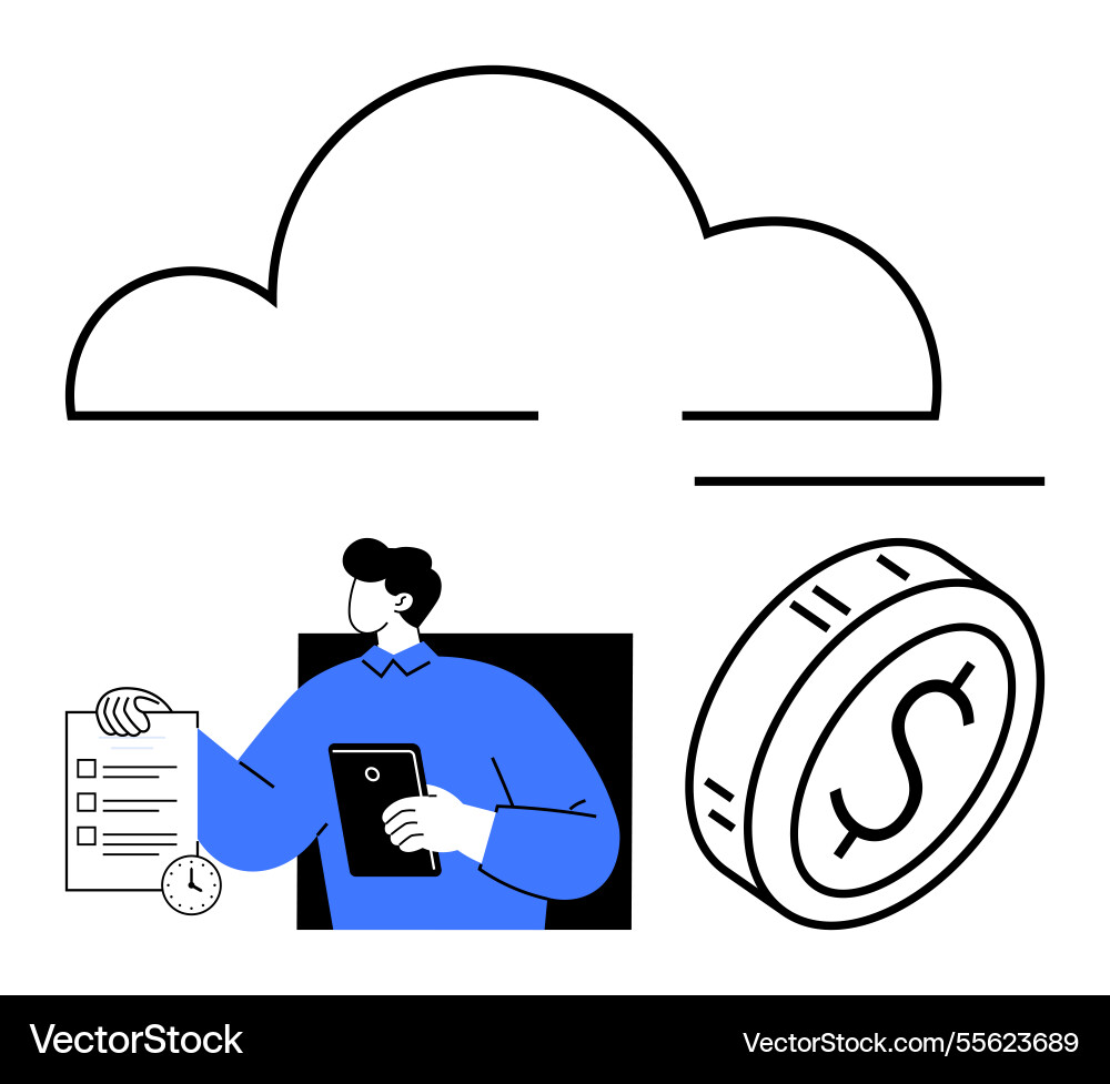Cloud computing with financial growth and task Cloud computing with financial growth and task Vector Image