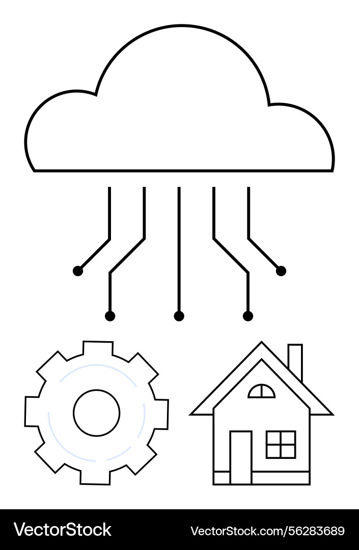 Cloud computing with smart home integration Cloud computing with smart home integration vector image