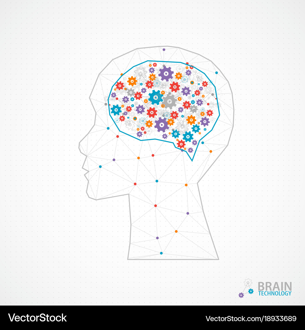 Creative brain concept background with triangular Vector Image