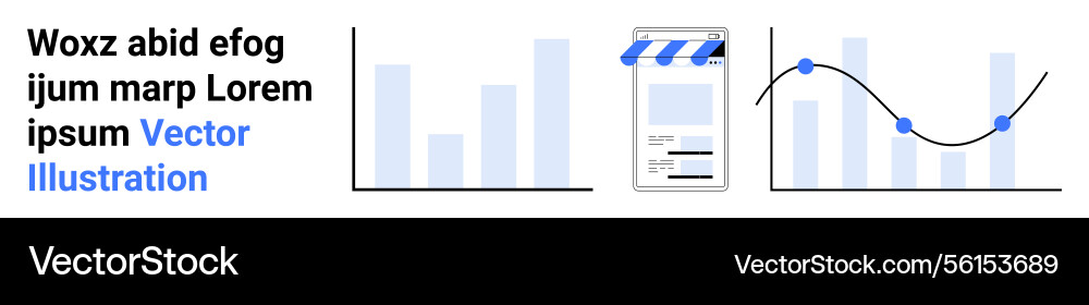 Data visualization with bar graphs line graph Data visualization with bar graphs line graph vector image