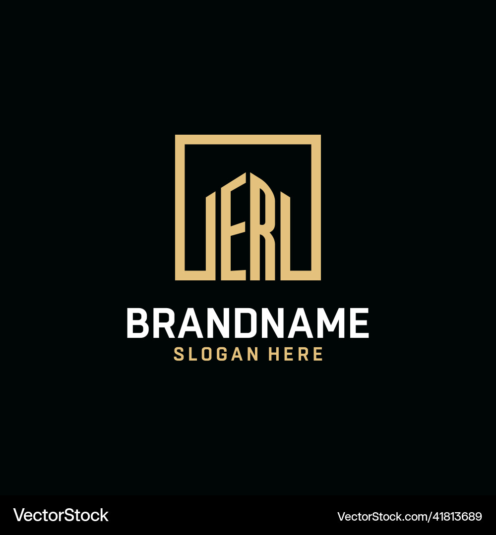 Er initial monogram logo design with square shape Vector Image