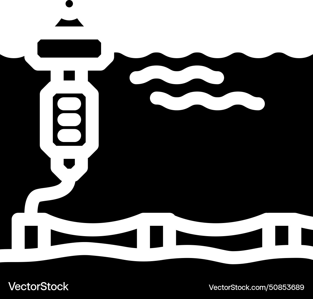 Floating platform tidal power glyph icon Vector Image
