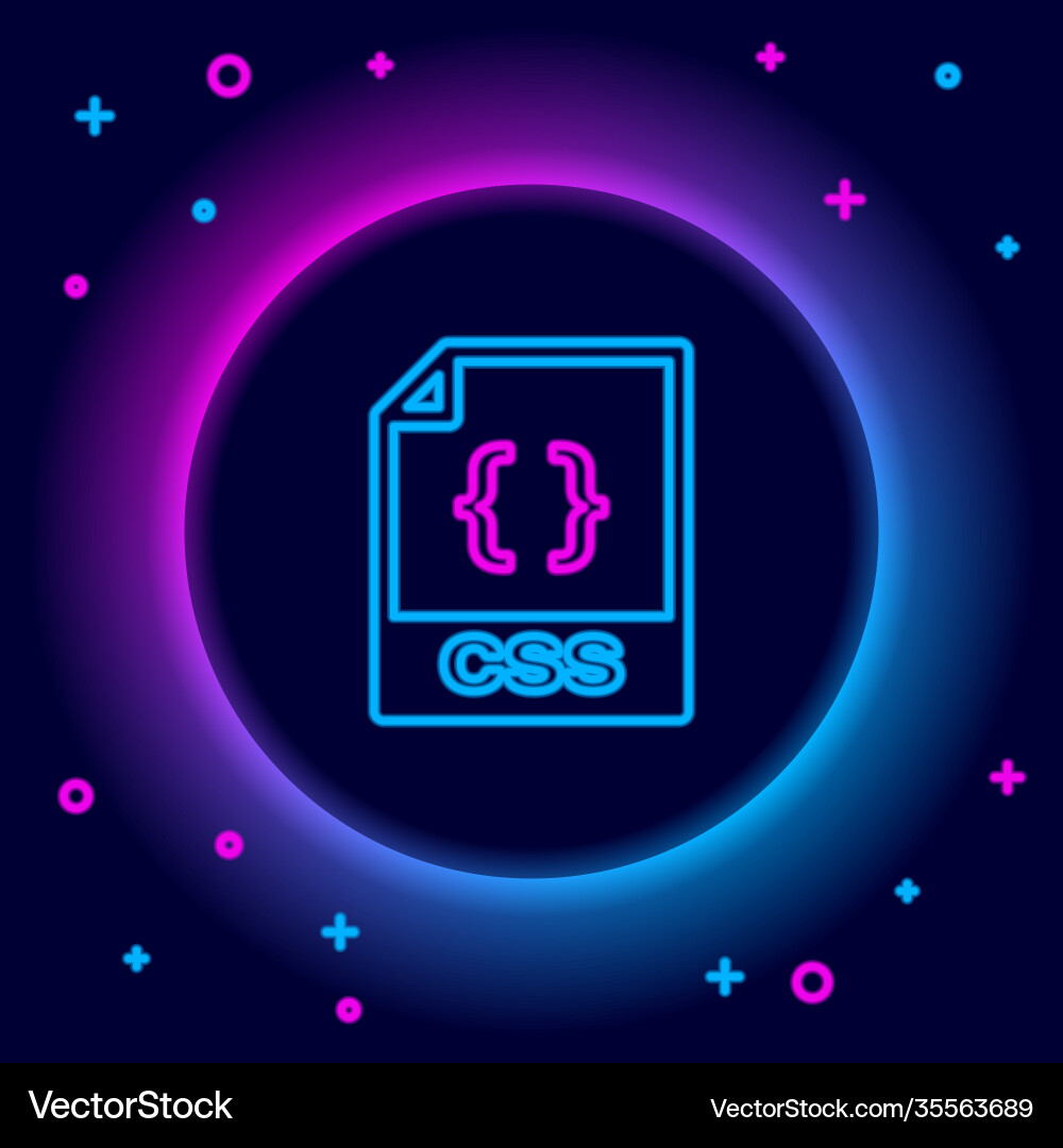 Glowing neon line css file document download Glowing neon line css file document download vector image