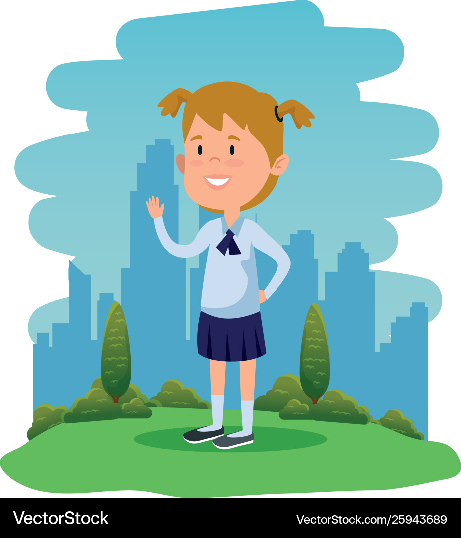 Happy student girl in field Happy student girl in field vector image