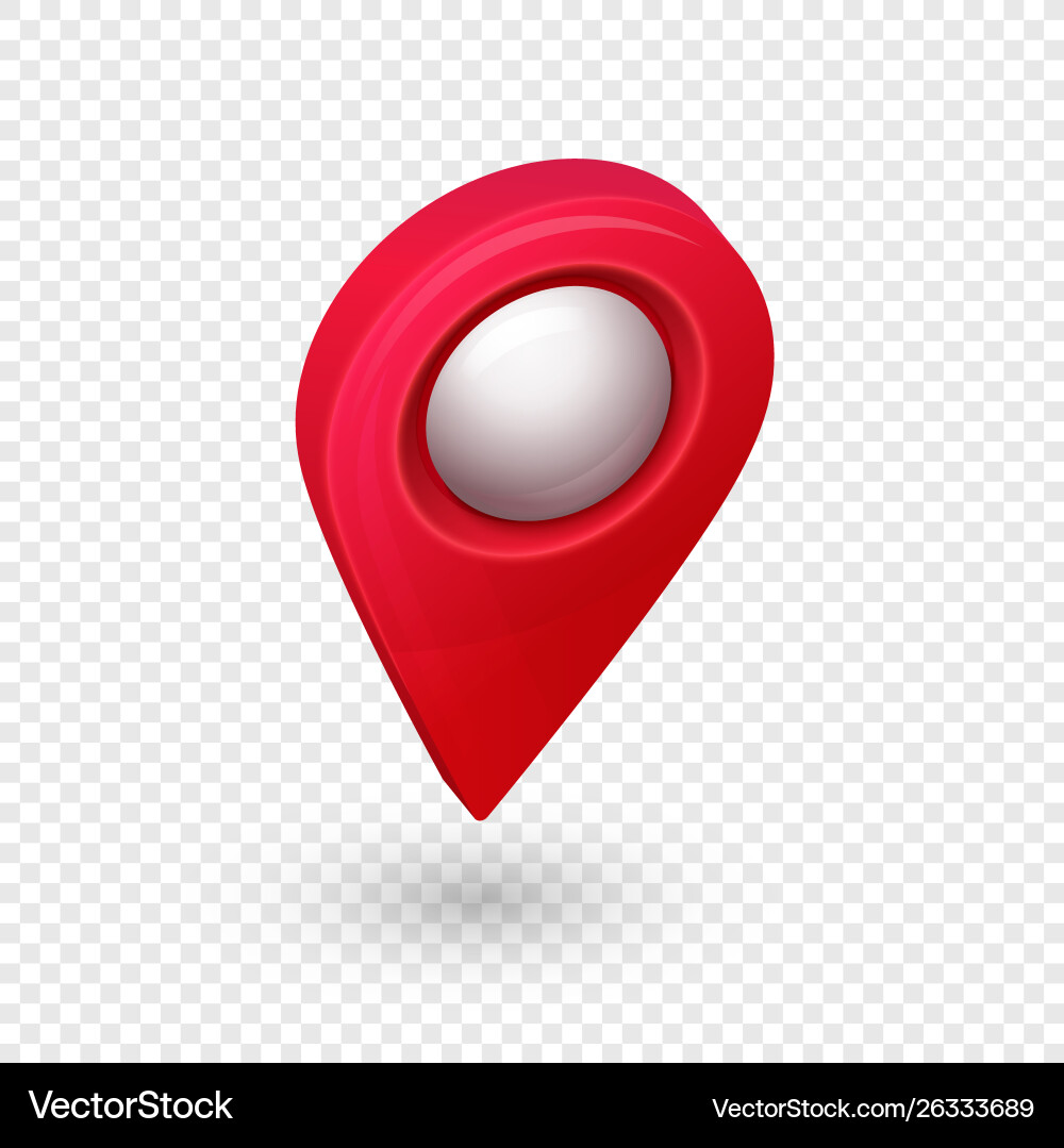 Map location pointer 3d pin with glowing glass Map location pointer 3d pin with glowing glass vector image