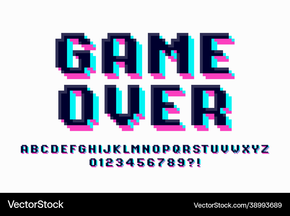 Retro Pixel Arcade Font - 8bit Style vector image