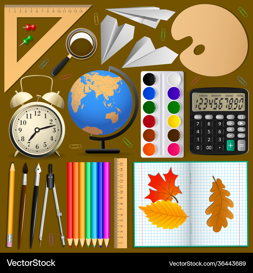 School items set isolated objects School items set isolated objects vector image