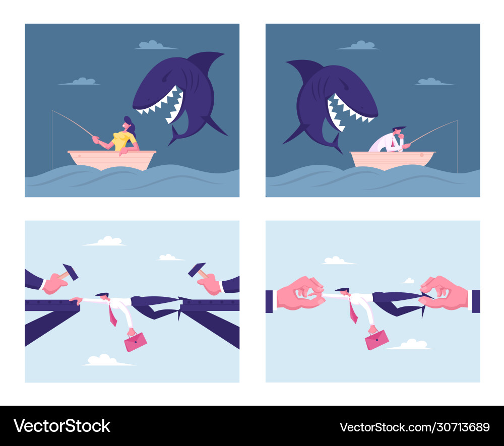 Set business characters unexpected difficulties Set business characters unexpected difficulties vector image