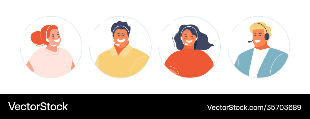 Support operators hotline set Vector Image