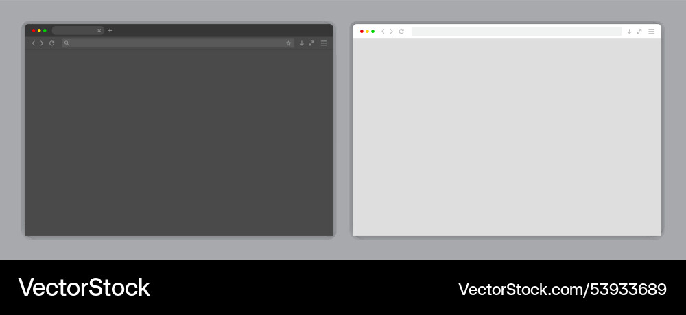 Web browser window light and dark template Web browser window light and dark template vector image