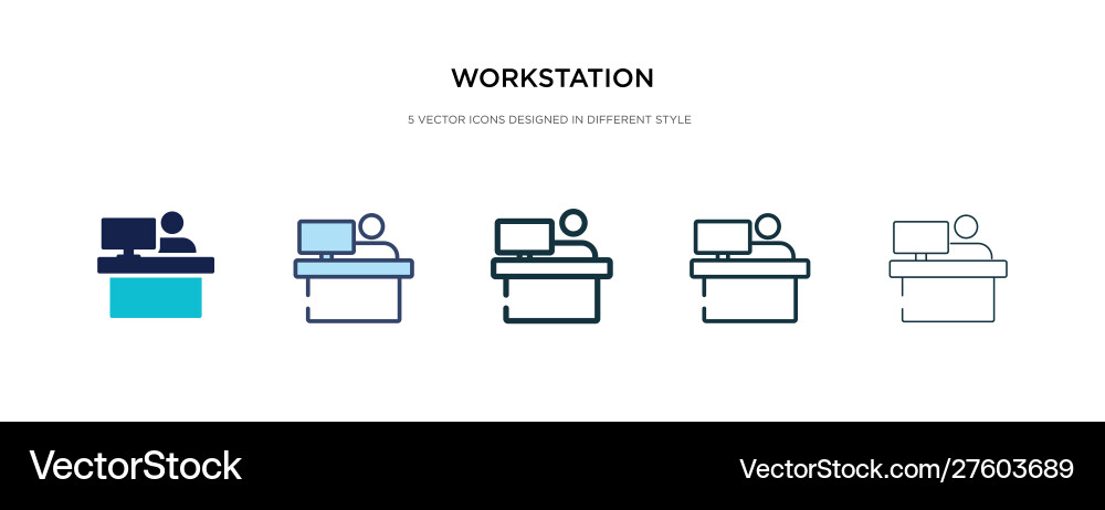 Workstation icon in different style two colored Workstation icon in different style two colored vector image