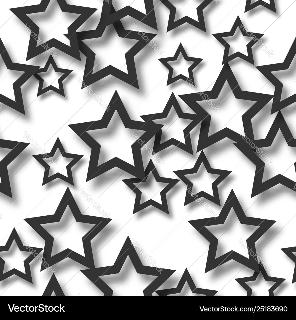 Abstract seamless pattern stars with shadows vector image